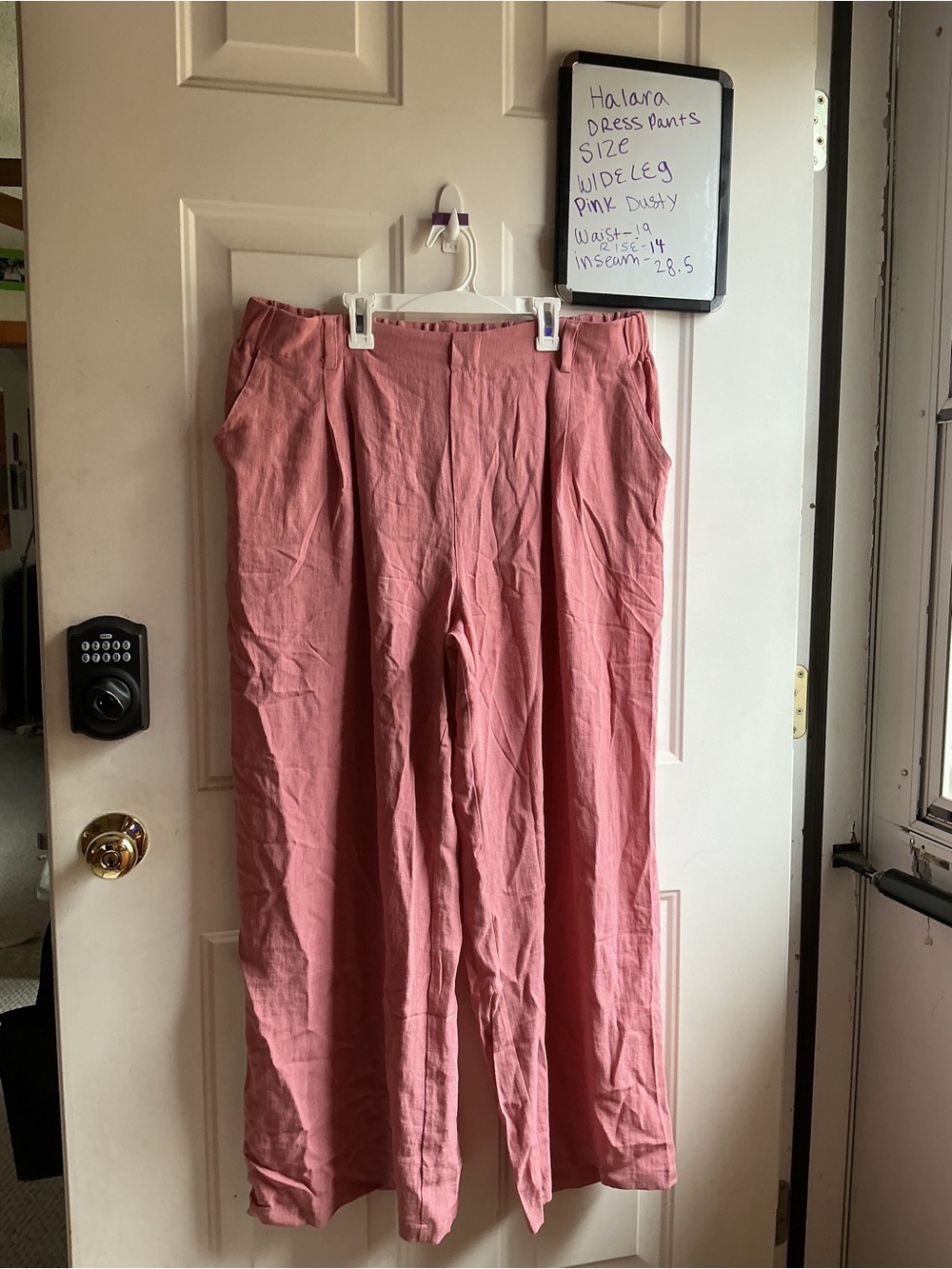 Halara Wide Leg Dress Pants 1X Dusty Pink High Rise Pull On Office Casual - Picture 11 of 11
